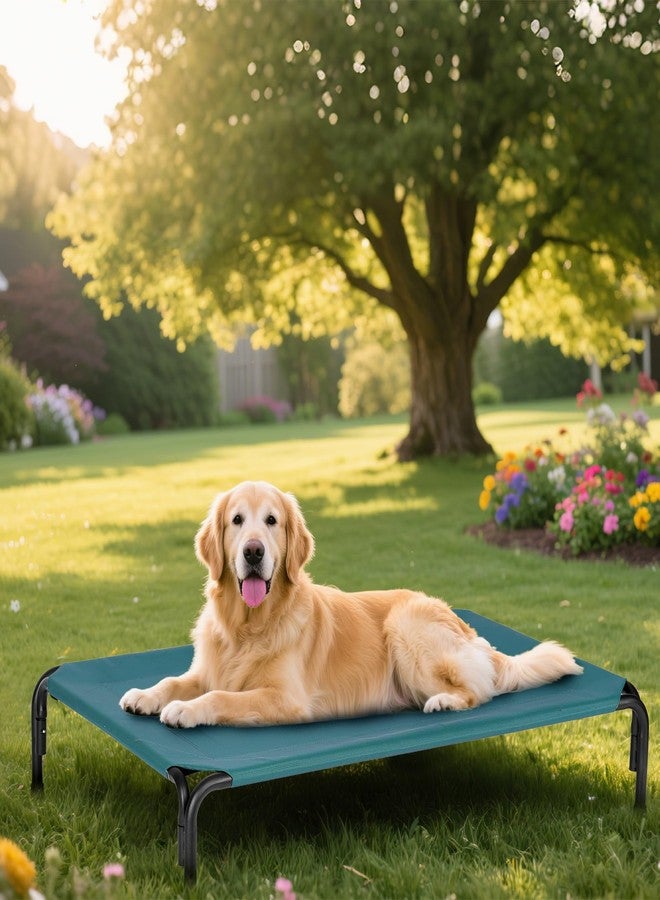 PVY Elevated Dog Bed for Outdoor, Medium Raised Dogs Cot for Training, Cooling Pet Beds with Washable Mesh, Indestructible Lifted Platform for Outside Camping, 35 inch Green - Image 5